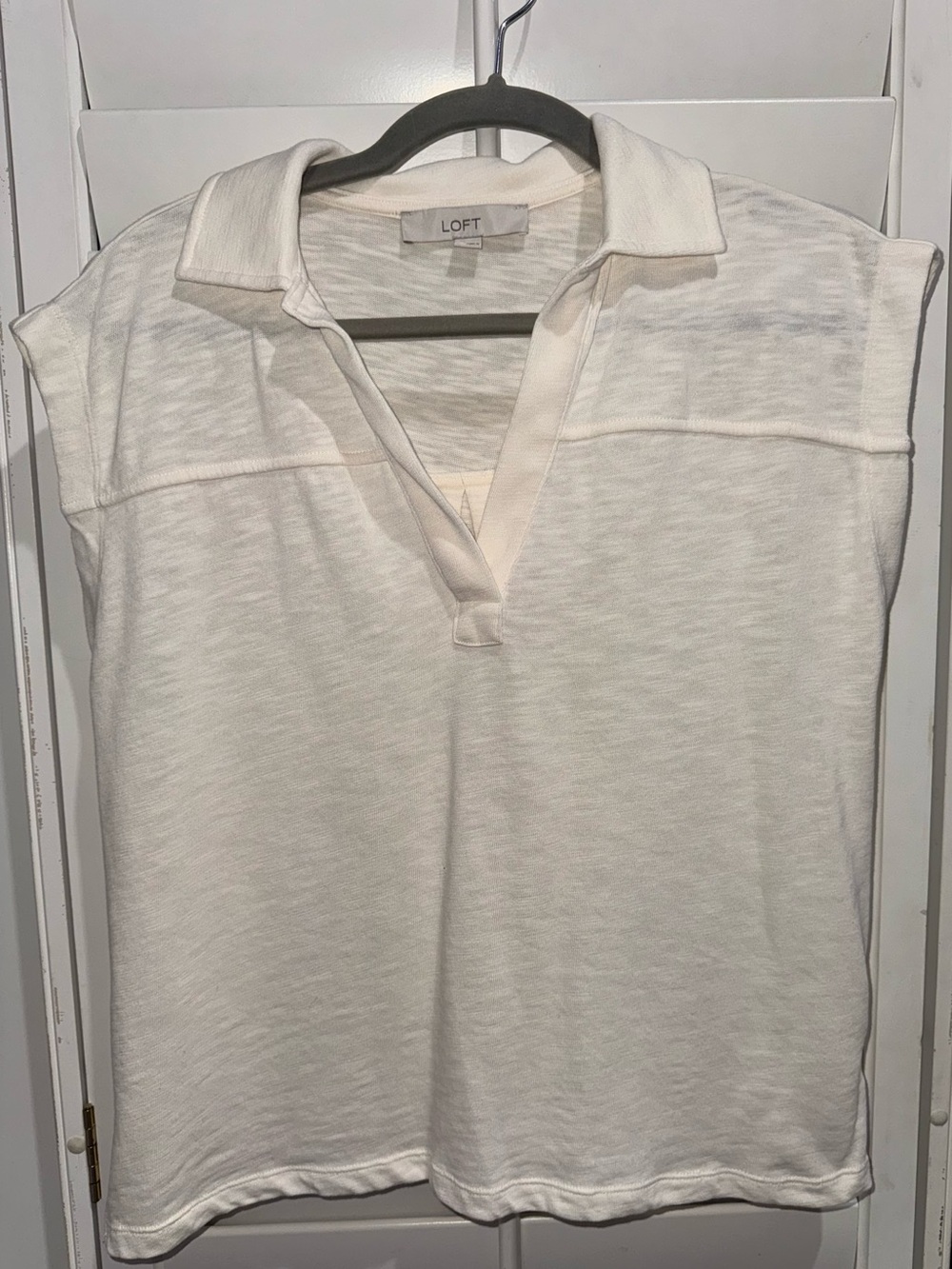 LOFT Women's Ivory Polo-Style Short Sleeve Top
